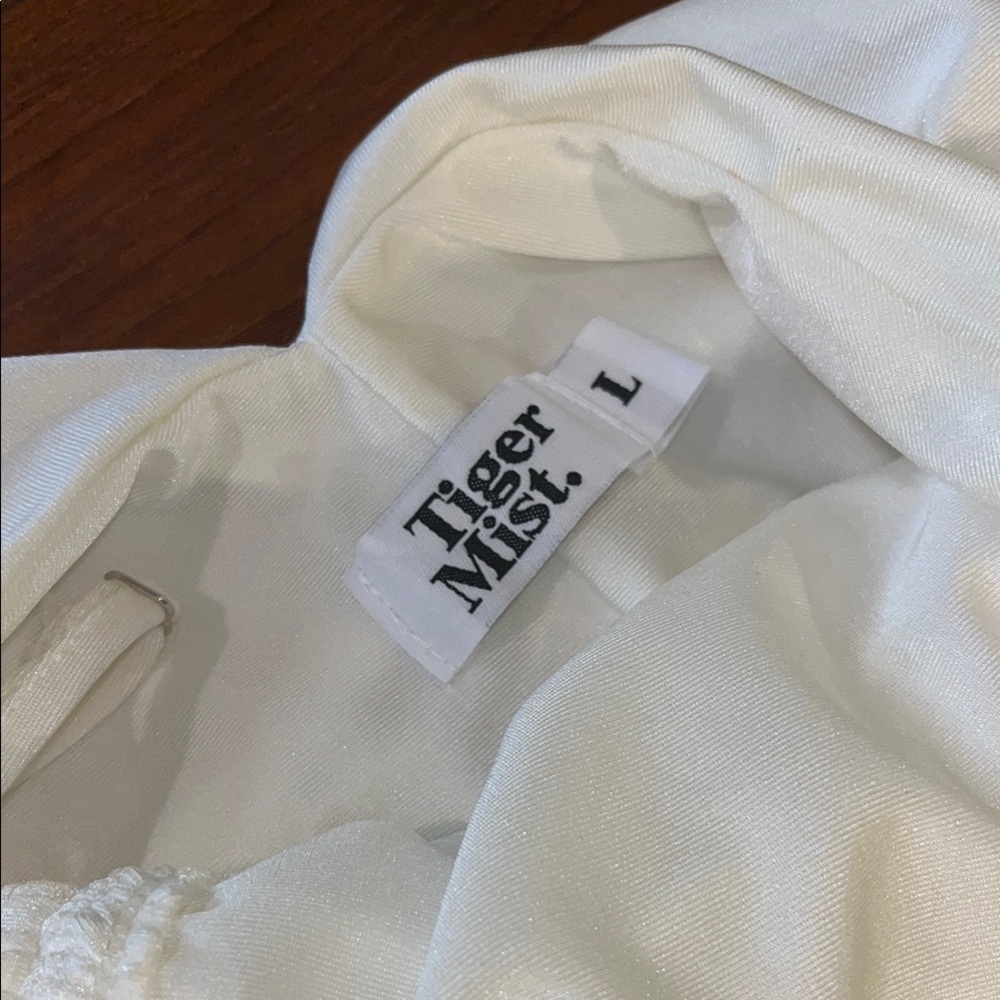 White Adjustable Length Ruched Mini Dress - Picture 3 of 4